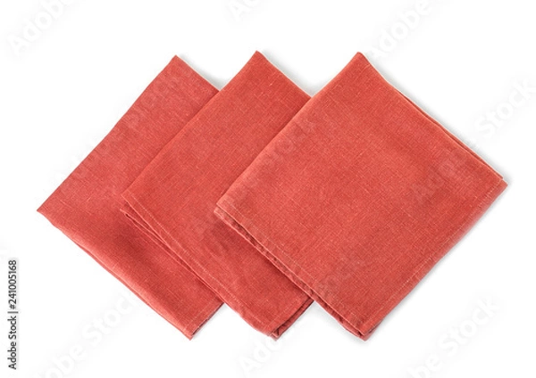 Fototapeta Fabric napkins for table setting on white background