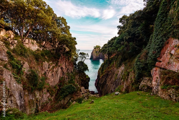 Obraz View from the entrance to the Cave of Pindal, Asturias, Spain
