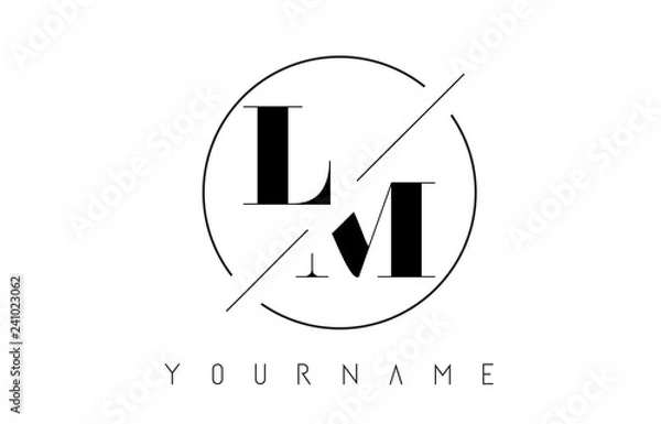 Fototapeta LM Letter Logo with Cutted and Intersected Design
