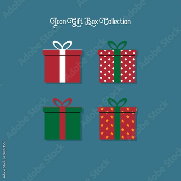 Obraz Icon Gift Box Collection Vector Illustration