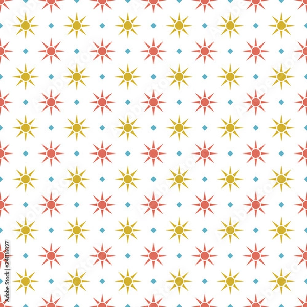 Fototapeta Seamless sun pattern on white background