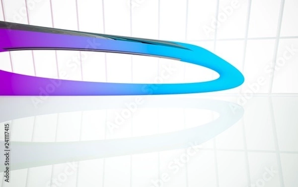 Fototapeta abstract architectural interior with colored smooth sculpture. 3D illustration and rendering