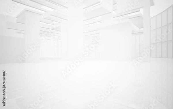 Obraz Abstract white interior highlights future. Architectural background. 3D illustration and rendering
