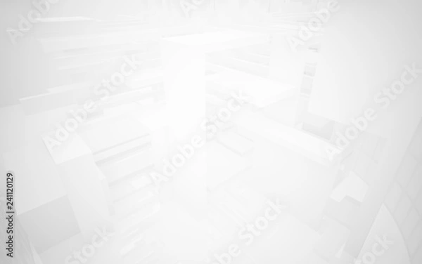 Obraz Abstract white interior highlights future. Architectural background. 3D illustration and rendering