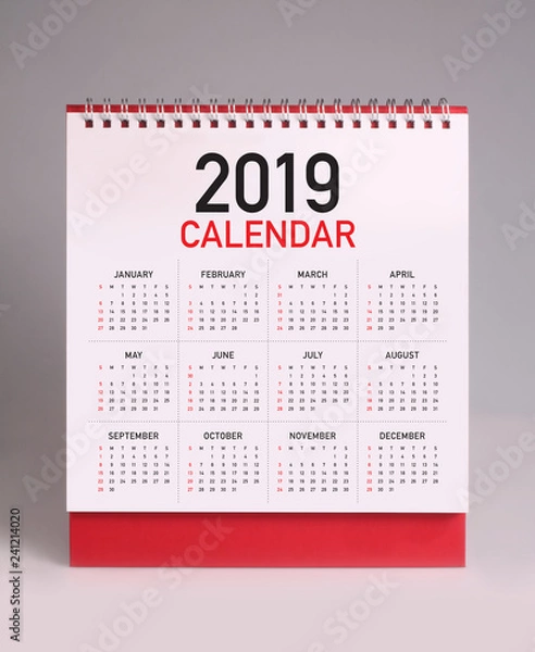 Fototapeta Simple desk calendar 2019
