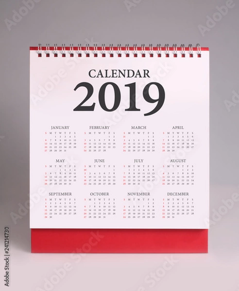 Fototapeta Simple desk calendar 2019