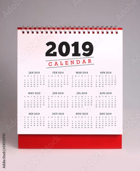 Fototapeta Simple desk calendar 2019
