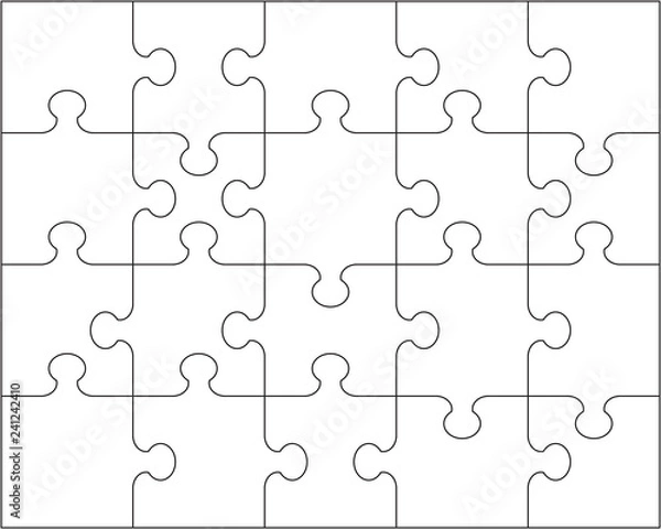 Fototapeta Illustration of separate parts of white puzzle