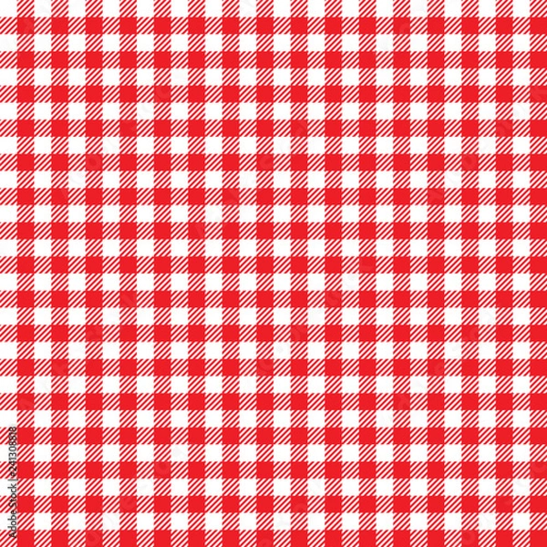 Obraz Tablecloth for classic red checkered kitchen or picnic table,seamless,pattern.Vector illustrator.