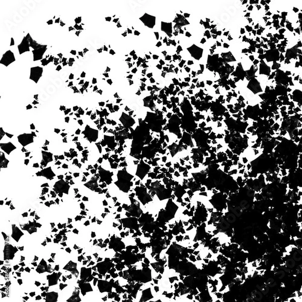 Fototapeta Isolated artistic ink paint splatter textures and decorative elements on white paper background. Chaotic isentegration effect.