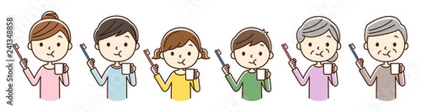 Fototapeta 口をゆすぐ　家族