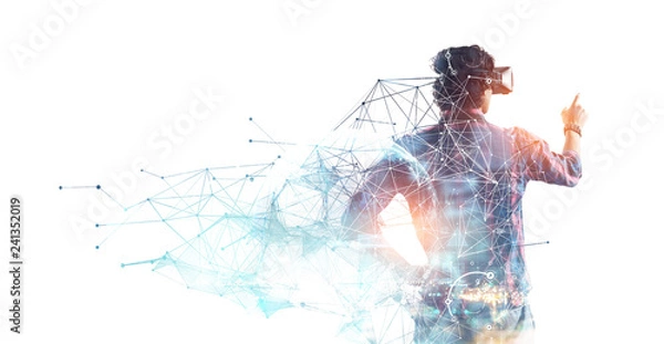 Obraz Doświadczanie wirtualnego świata technologii. Różne środki przekazu