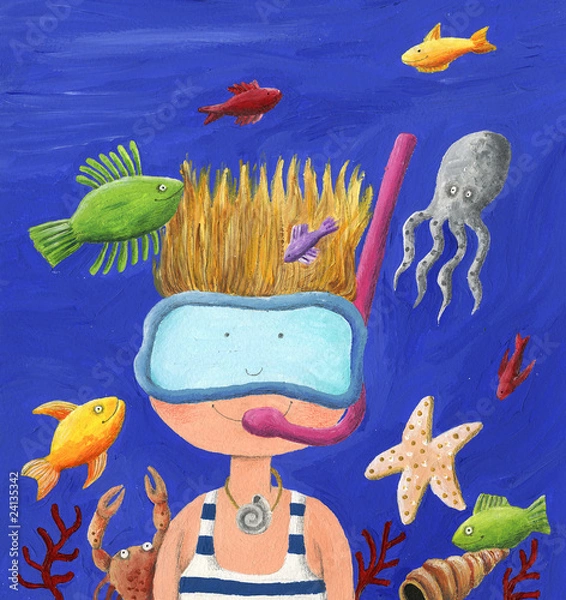 Obraz Little Boy Diving