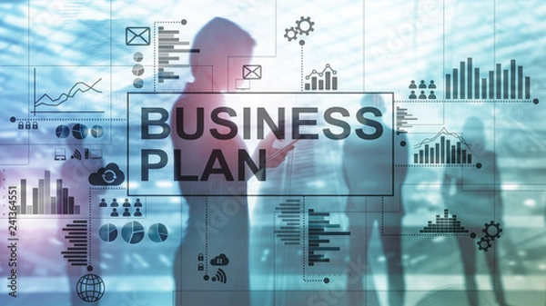 Fototapeta Double exposure Business plan and strategy concept.