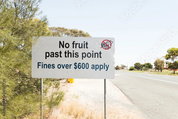 Obraz Australian fruit fly quarantine area warning road sign