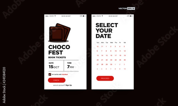 Fototapeta Chocolate Fest Event App Design for Smart Phones