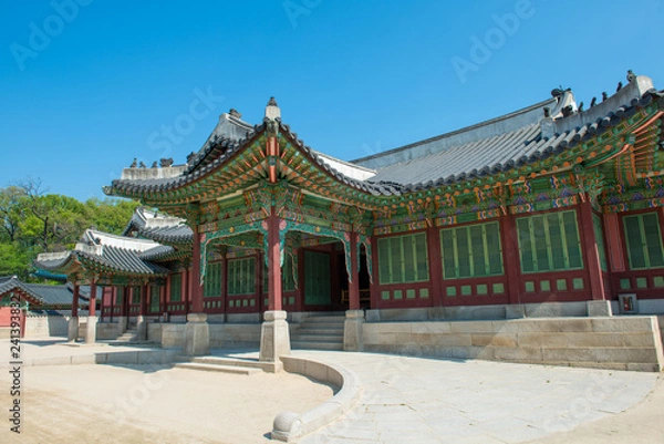 Obraz 한국의 세계 문화 유산 동양 건축물 백그라운드 사진