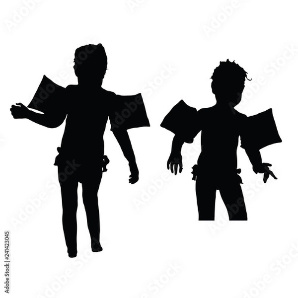 Fototapeta child silhouette from the beach on the white background