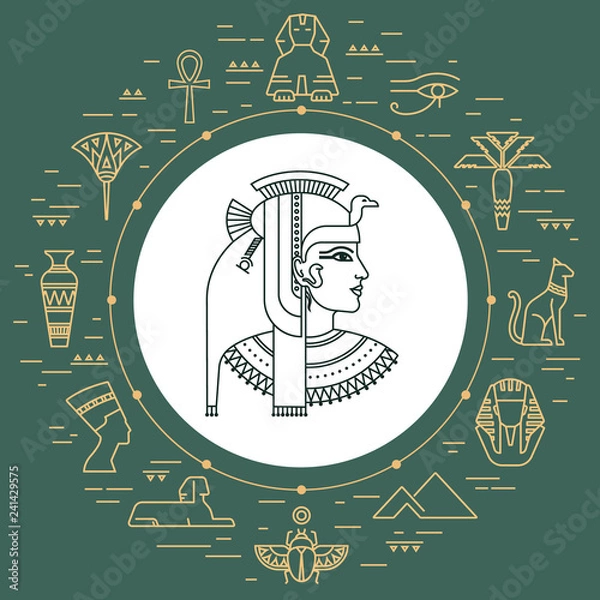 Fototapeta Ancient Egypt collection - gods, deities and mythological creatures from Egyptian mythology and religion, sacred animals, symbols, architecture, and sculpture.