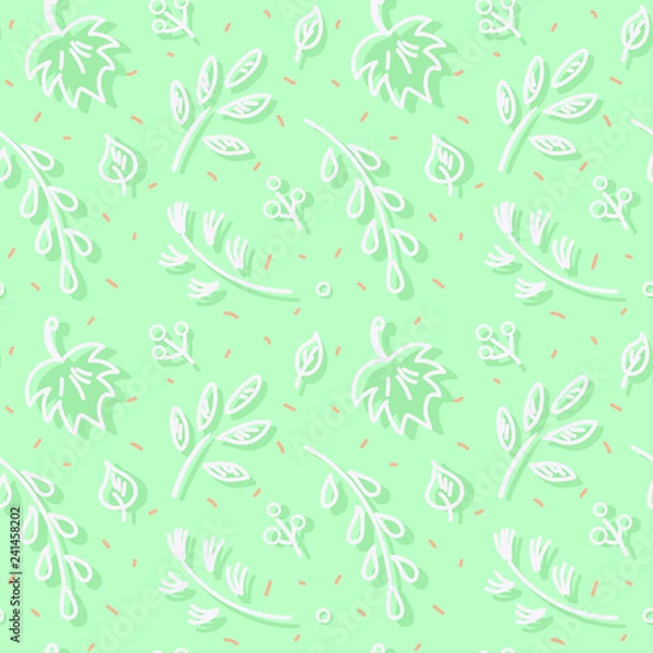 Fototapeta Autumn leaf fall. Seamless hand drawn pattern