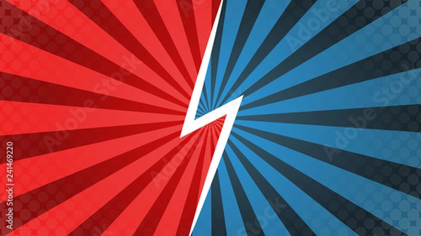 Obraz Comics rays background with halftones. Vector colorful backdrop illustrations. Vector Illustration.