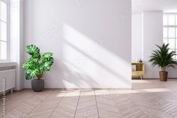 Obraz Modern mid century and minimalist interior of living room,empty room,3d render