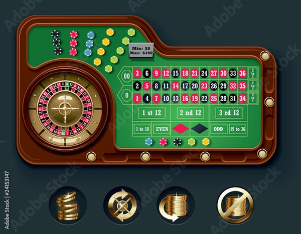 Fototapeta Vector American roulette table layout
