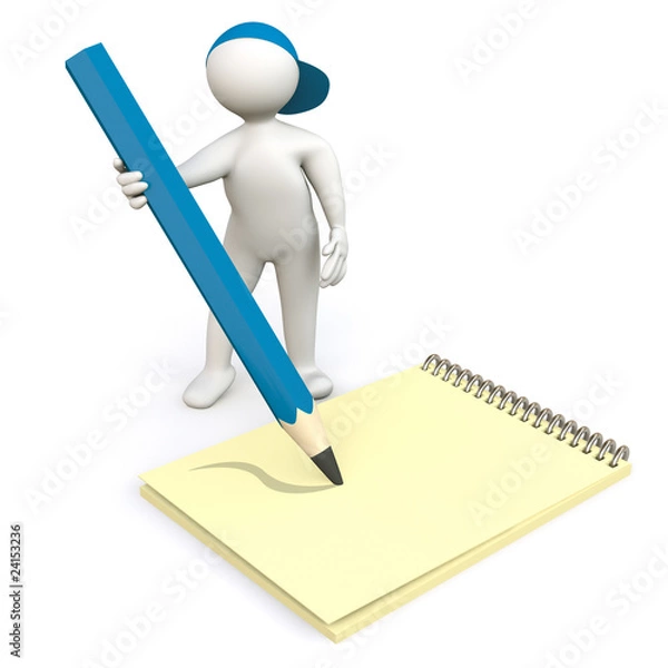 Obraz 3D Man takes a note