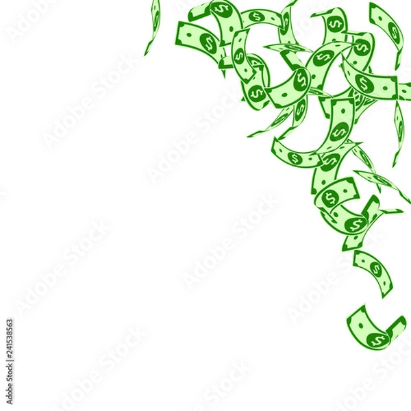 Fototapeta American dollar notes falling. Floating USD bills 