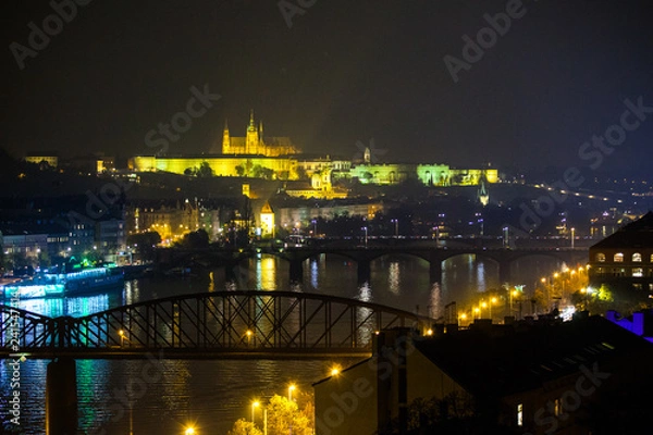 Fototapeta Night Prague view on Castle