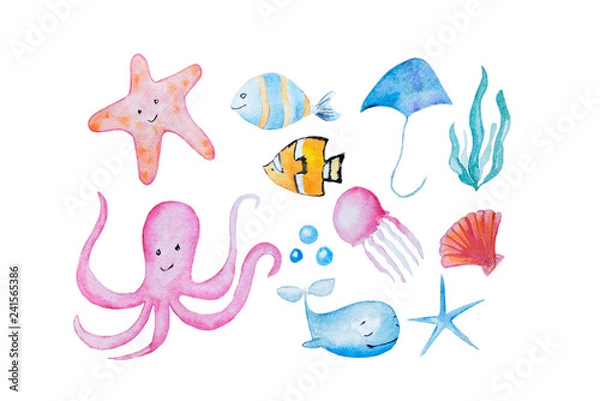 Fototapeta sea life pattern