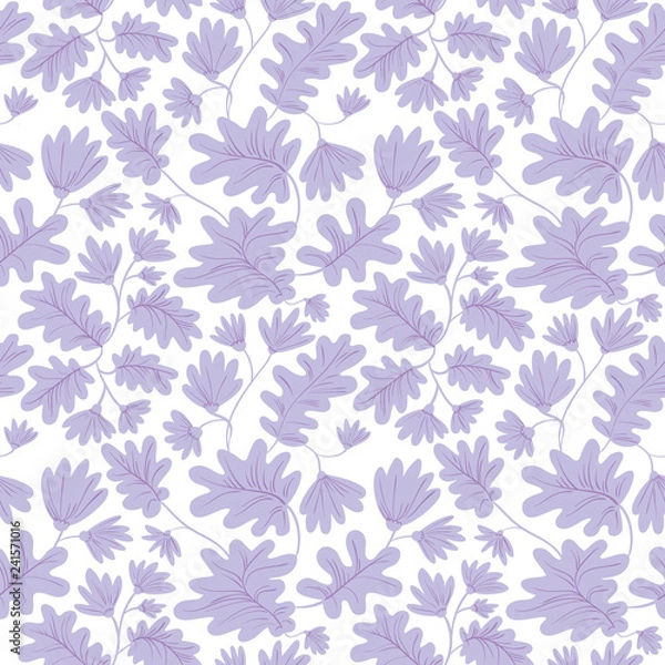Fototapeta Seamless pattern with flowers and leaves. Floral background with spring or summer blossom.