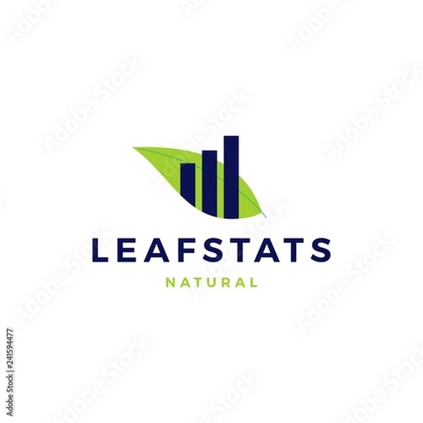 Fototapeta leaf stats statistics chart sprout logo vector icon illustration