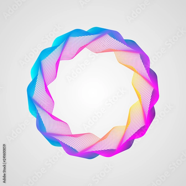 Obraz Neon effect. wavy bright gradient frame. Stylized Guilloche Element