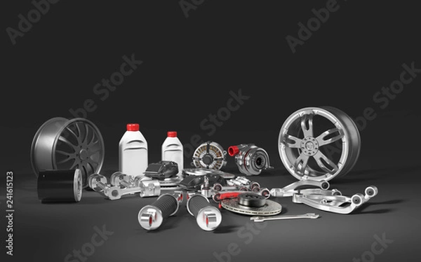 Obraz Car parts. 3D rendering.