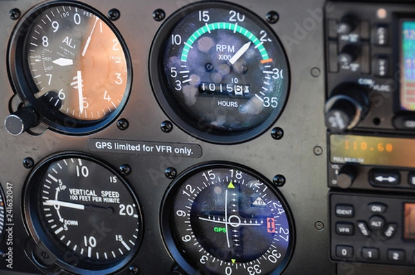 Fototapeta Close up of instrument panel in an aircraft