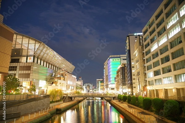 Fototapeta 福岡　天神中洲エリア　都市夜景風景