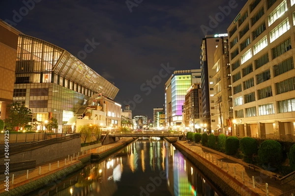 Fototapeta 福岡　天神中洲エリア　都市夜景風景