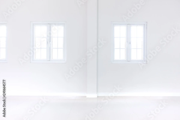Fototapeta Empty white room with windows