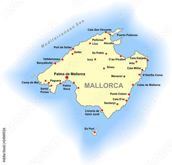 Obraz Mallorca map