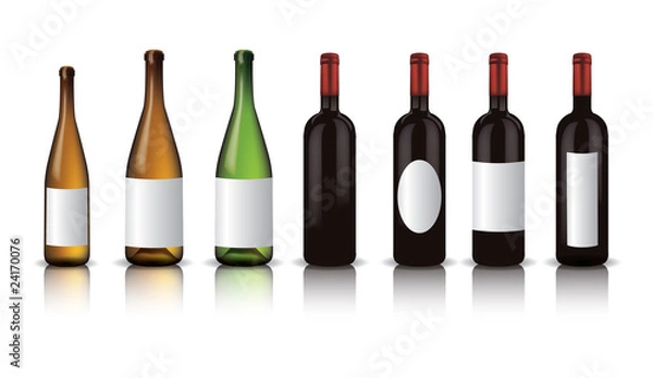 Obraz Wine bottles with shadow and reflection