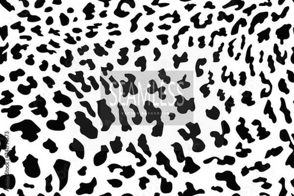 Fototapeta Leopard seamless pattern. Animal print. Vector background. Animal skin, tiger stripes, abstract pattern, line background, fabric. Amazing hand drawn vector illustration. White and black artwork.