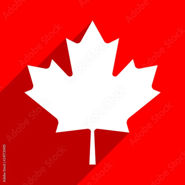 Fototapeta Canadian flag The Maple Leaf symbol with long shadow on square created in flat style. This design graphic element is saved as a vector illustration in the EPS file format.
