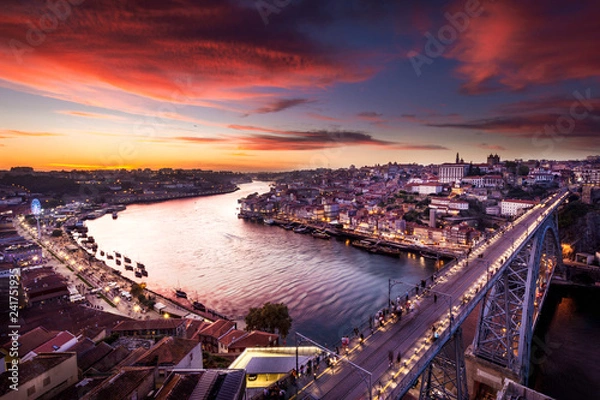 Obraz Amazing sunset at Porto, Portugal