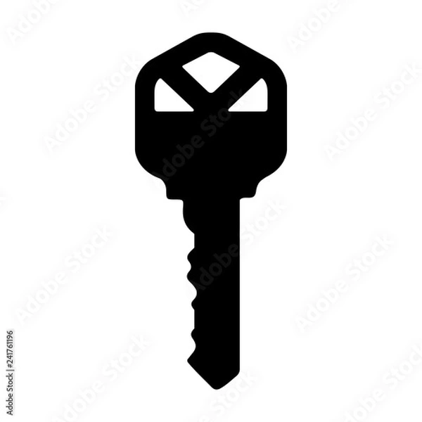 Fototapeta Key Silhouette - Black and white silhouette of key