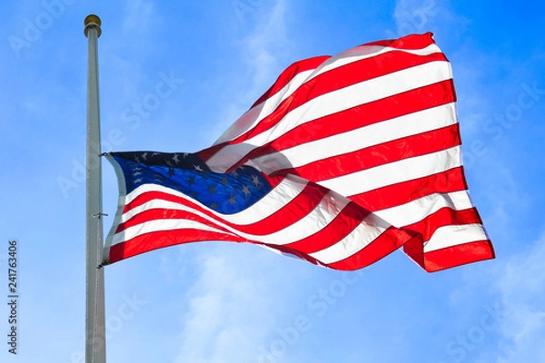Obraz American flag blowing in the wind