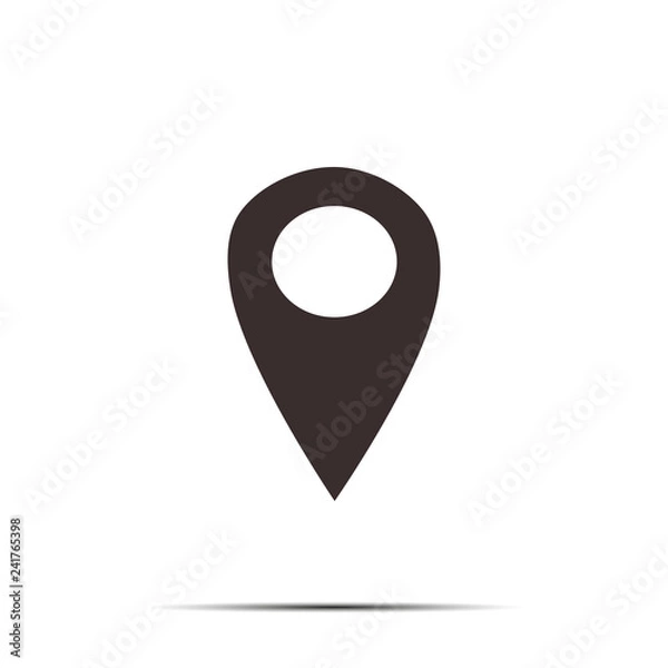 Obraz Map Marker icon. Placement icon on flat style is drawn with black color isolated on a white background