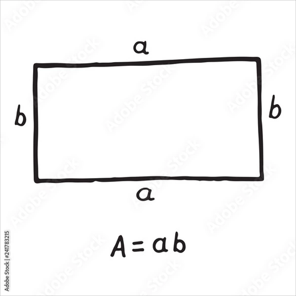 Obraz Hand drawn rectangle Area. Sketch for education, icon