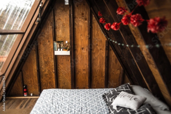 Obraz Bohemian A-frame tiny cabin wilderness vacation getaway