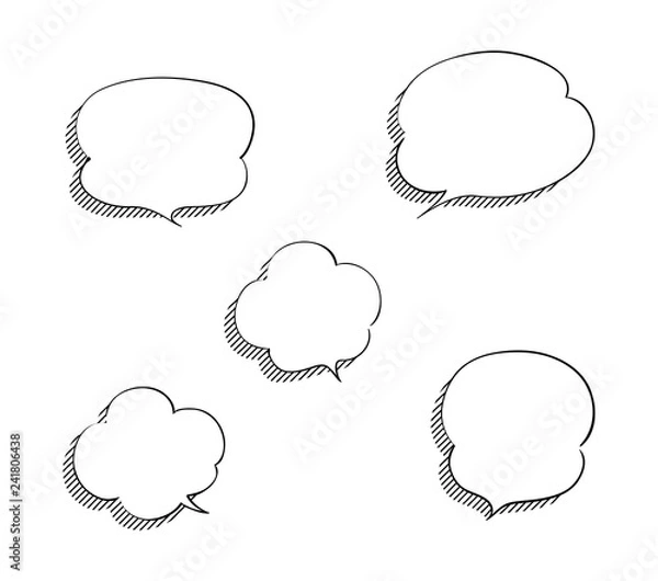 Obraz 斜線付きのもくもくふきだしのセット